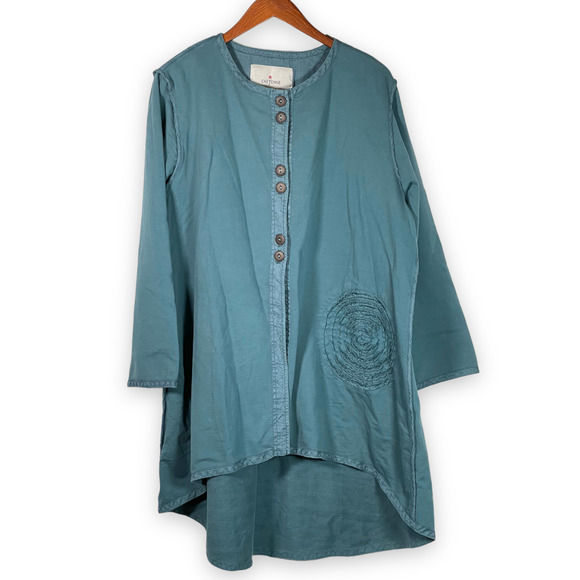 Cheyenne Tops - NWT Cheyenne Seattle Cotton & Linen Tunic Top Lagenlook Oversized Button Front